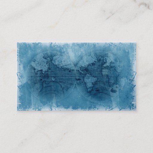 Customizable Travel Business Card Antique World Map Globe blue