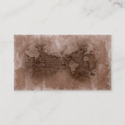 Travel Business Card Antique World Map Globe brown