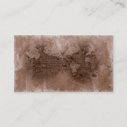Customizable Travel Business Card Antique World Map Globe brown
