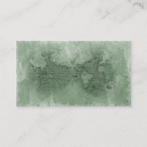 Customizable Travel Business Card Antique World Map Globe green