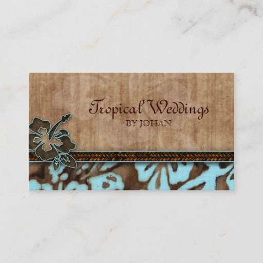 Customizable Travel Business Card Hibiscus Flower Blue