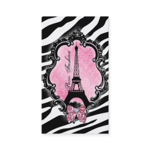 Travel Business Card Paris Fashion Zebra Cute