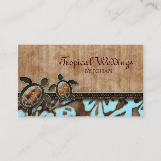 Customizable Travel Business Card Turtles Brown Blue