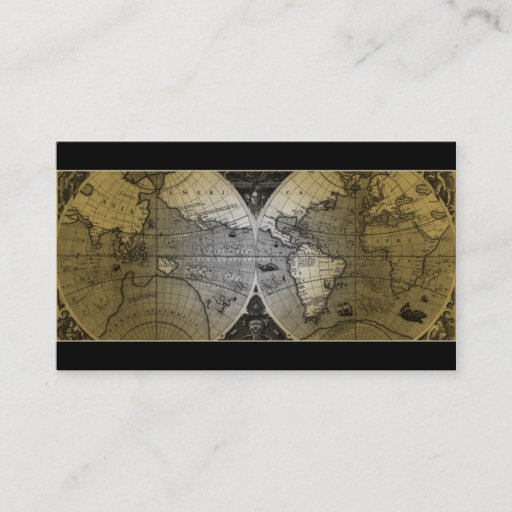 Customizable Travel Business Card World Map Globe gold