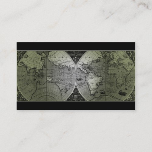Travel Business Card World Map Globe green