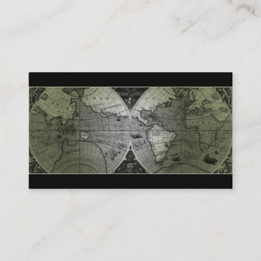 Customizable Travel Business Card World Map Globe green