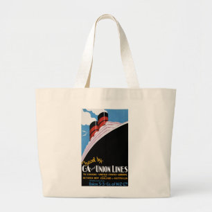 Travel by CA and Union Lines Large Tote Bag