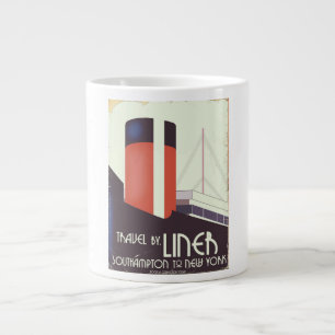 Travel by Liner - vintage travel poster Large Coffee Mug