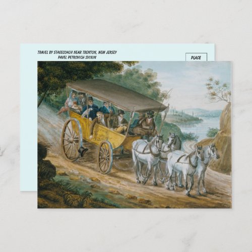 Travel by Stagecoach Fine Art  by Pavel Petrovich  Postcard