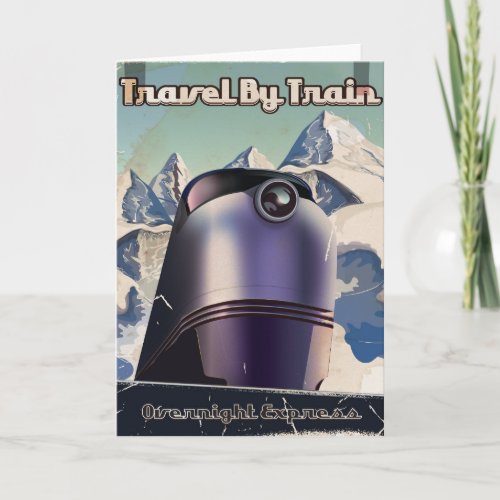 Travel By Train Sci_Fi vintage art Holiday Card