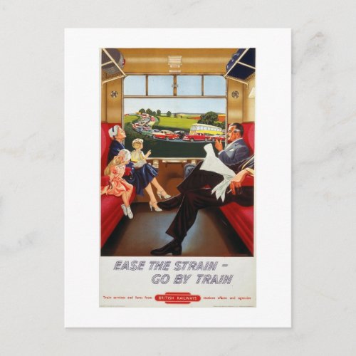 Travel by train vintage advertising poster postcard