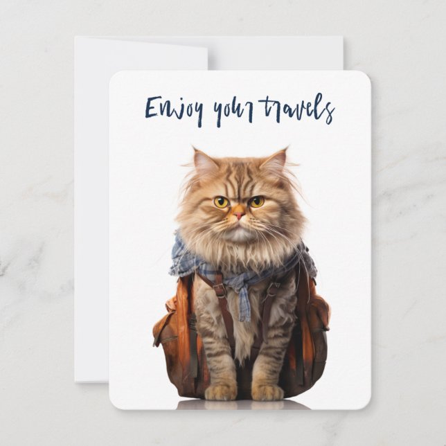 Travel Cat Bon Voyage Card (Front)