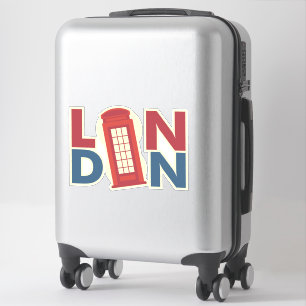 Travel Cities London Blue Red Phone Box Sticker
