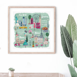 Travel city   Illustration Art   Poster