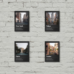 Travel City Name Photo Black Wall Art Sets