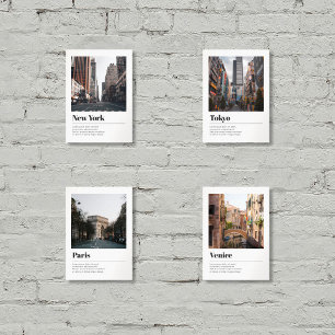 Travel City Name Photo White Wall Art Sets