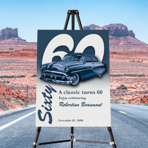 Travel Classic Blue Car Turns 60th Birthday Foam Board