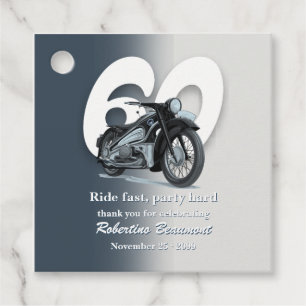 Travel Classic Motorbike Ride Fast 60th Birthday Favor Tags
