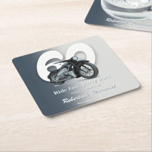Travel Classic Motorbike Ride Fast 60th Birthday Square Paper Coaster