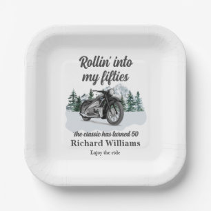 Travel Classic Motorbike Rolling 50th Birthday Paper Plates