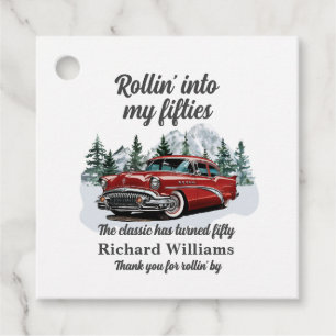 Travel Classic Retro Car Rolling 50th Birthday Favor Tags