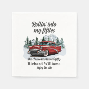 Travel Classic Retro Car Rolling 50th Birthday Napkins