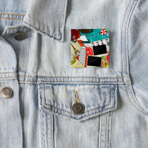 Travel Collage with Iconic Landmarks Vacation  Button