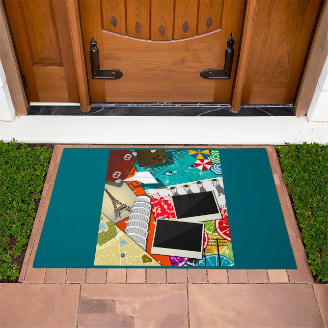 Travel Collage with Iconic Landmarks Vacation  Doormat (Creator Uploaded)