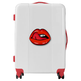 Travel Collection Red Lip Luggage, White  Luggage