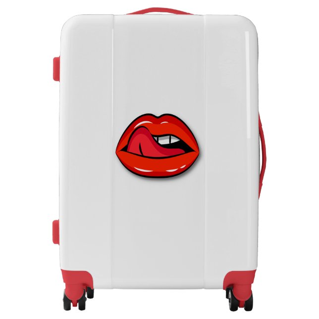 Travel Collection Red Lip Luggage, White  Luggage (Front)