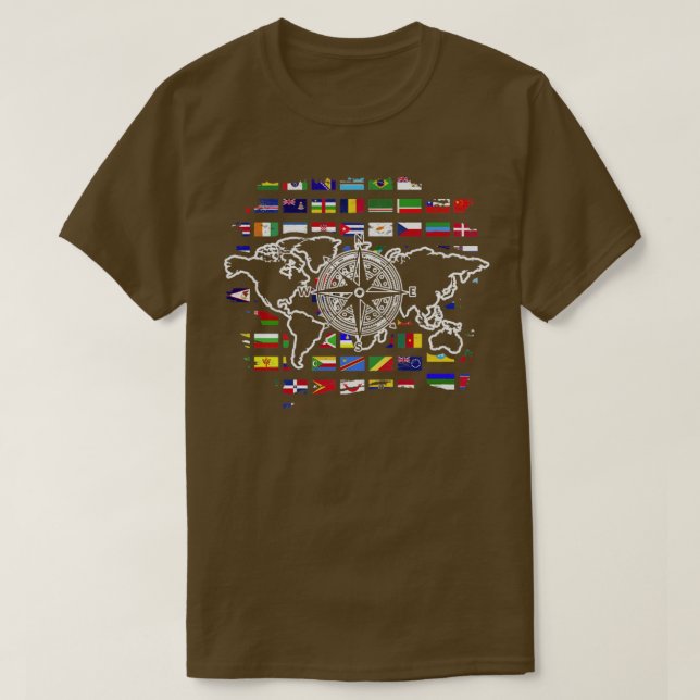 Travel Compass World Map Traveling International  T-Shirt (Design Front)