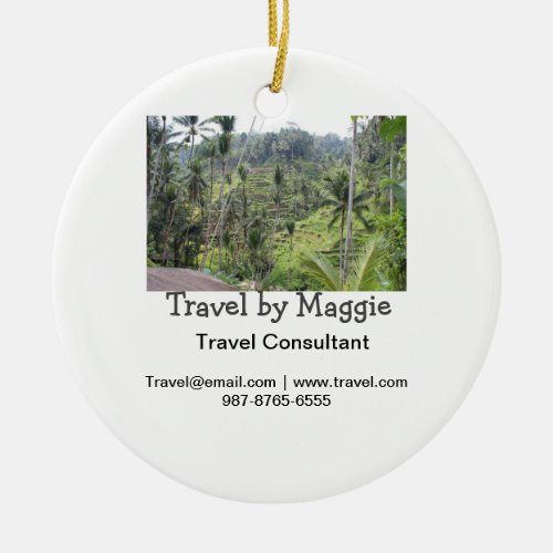 Travel consultant company add name email websphone ceramic ornament