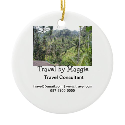 Travel consultant company add name email websphone ceramic ornament