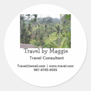 Travel consultant company add name email websphone classic round sticker