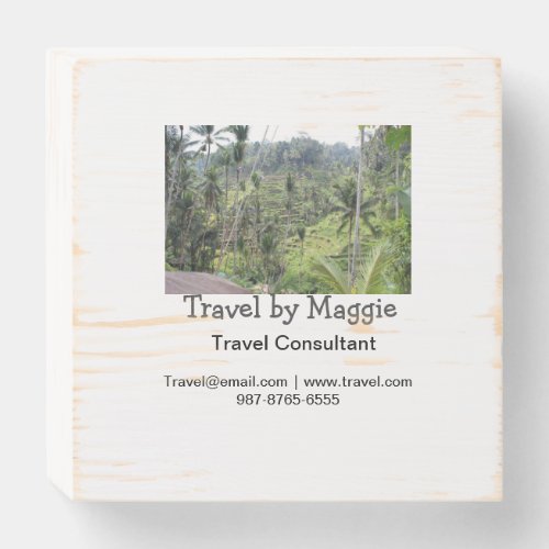 Travel consultant company add name email websphone wooden box sign