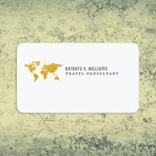 Travel Consultant Gold Map Minimalist Business Card