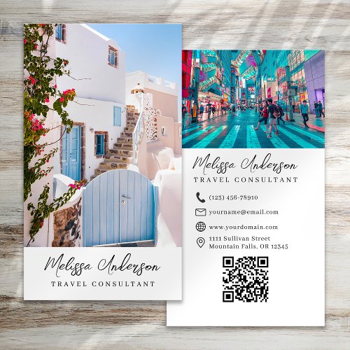 Travel Consultant Photo QR Code Business Card