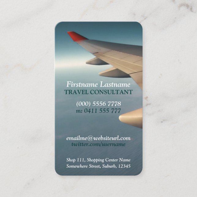 Travel Consultant Plane Wing Business Card (Front)