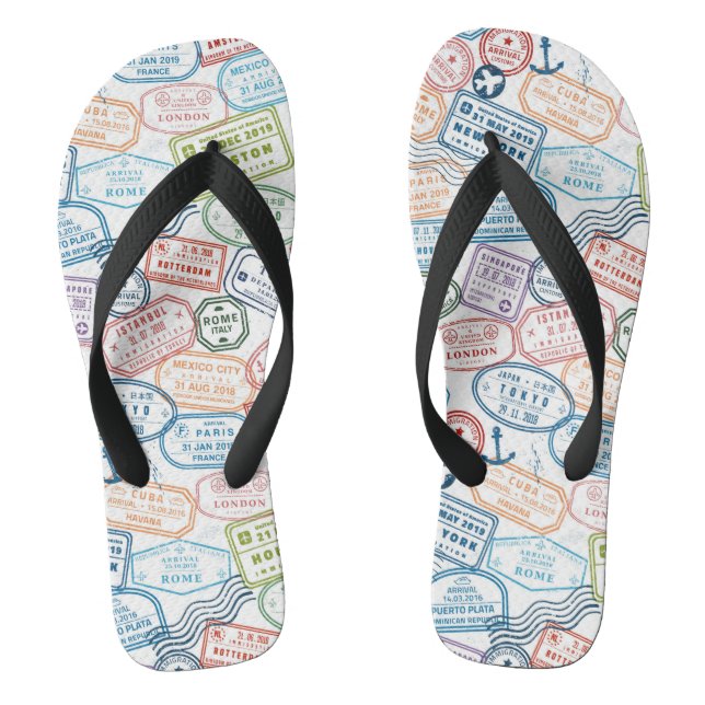 Travel design - passport stamps flip flops (Footbed)