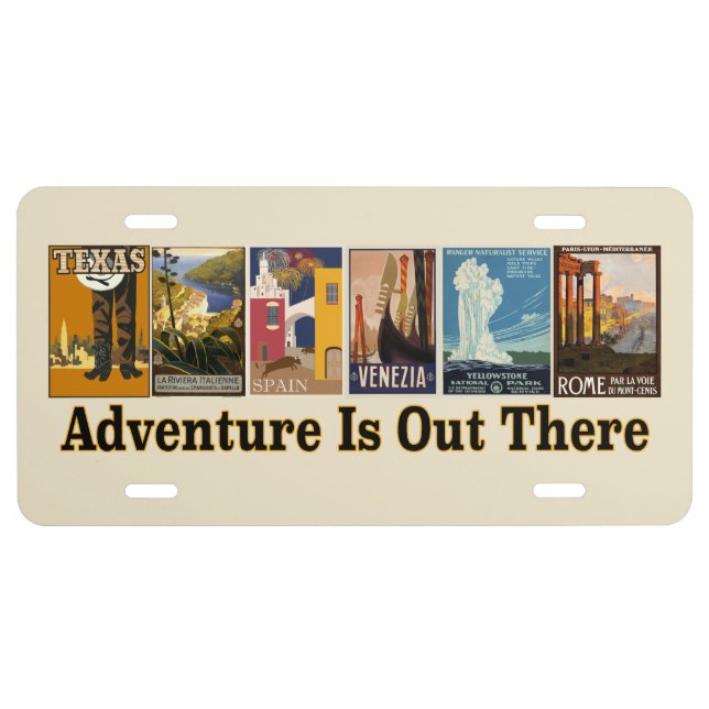 Travel destination collage making memories license plate (Front)