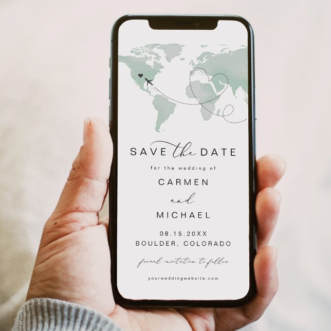 Travel Destination Green Map Save the Date Invitation (Creator Uploaded)