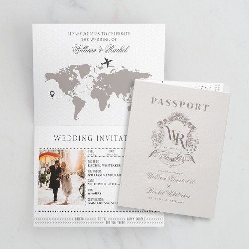 Travel Destination Passport Wedding Invitation 