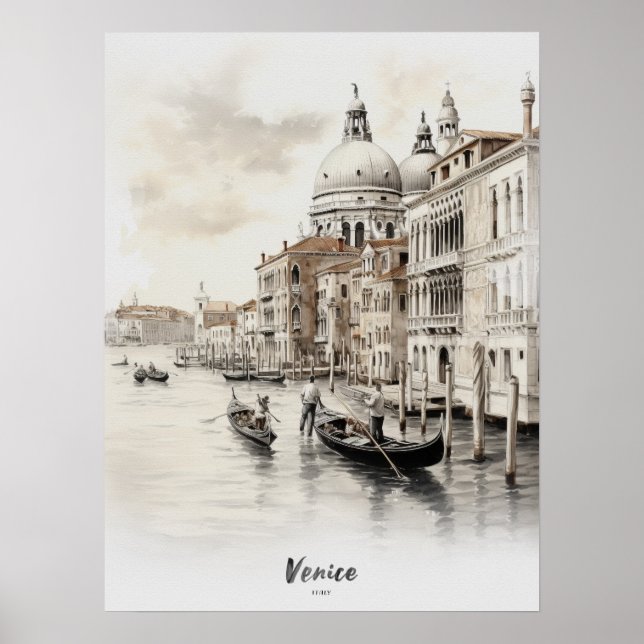 Travel Destination Venice Watercolor Wall Art (Front)