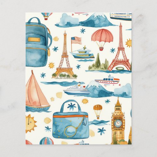 Travel Destination Watercolor Scrapbook Paper