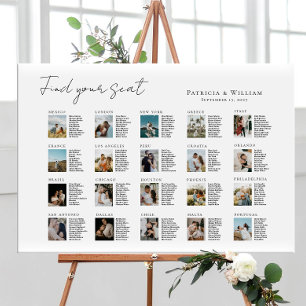 Travel destination wedding photo collage seating foam board