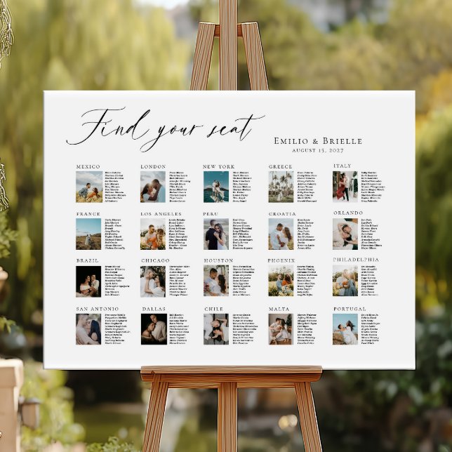 Travel destination wedding photo collage seating poster (Creator Uploaded)