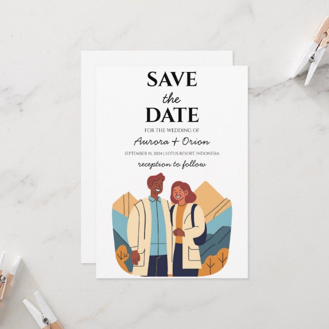 travel destination wedding save the date invitation (Front/Back In Situ)