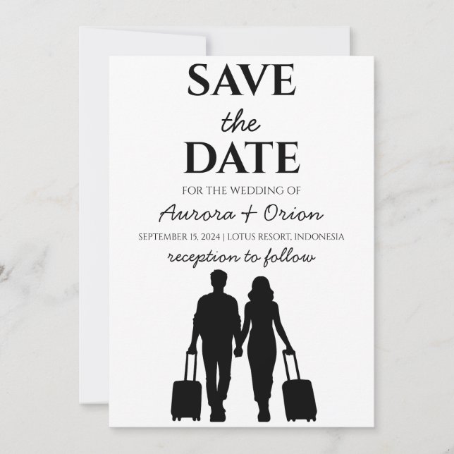 travel destination wedding save the date invitation (Front)