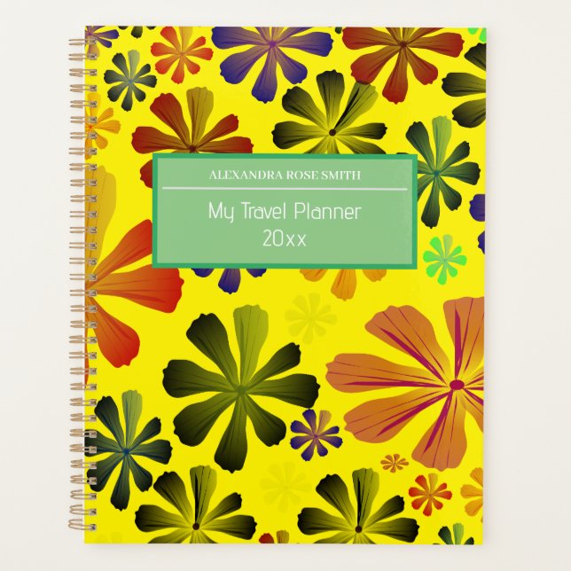 Travel Diary Cute Retro Floral Traveling   Planner (Front)