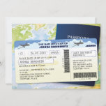 Travel Documents Bar or Bat Mitzvah Invitation<br><div class="desc">If your Bar or Bat Mitzvah has wanderlust or has already been more places in the world than you can count, a travel-themed celebration is perfect for them. This invitation takes that concept and makes it almost a "trompe l'oeil". A faux airline ticket contains all the information that guests would...</div>